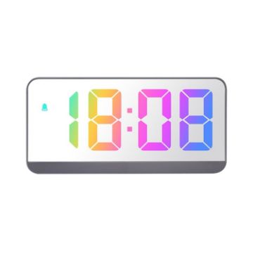 Colorful Fonts LED Alarm Clock - Large Screen 8009D Gray Shell - 1