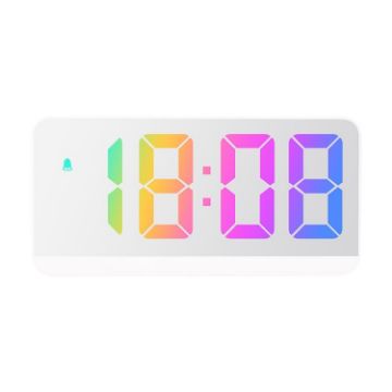 Colorful Fonts LED Alarm Clock - Large Screen 8009D White Shell - 1