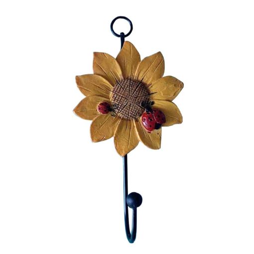 Yellow Resin Flower Wall Coat Hooks - Home Decor Hangings - 1