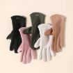 Women's Pink Touch Screen Velvet Riding Gloves - One Size, Keep Warm - 2