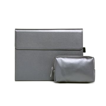 Surface Pro 9 Tablet Case Holder - Microfiber Lambskin Gray + Power Bag - 1