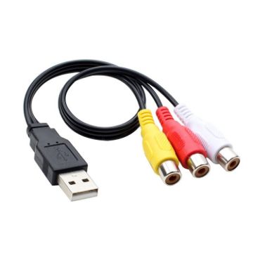 USB to 3 RCA AV Audio Cable, 1 Male 3 Female, 1.5m Length - 1