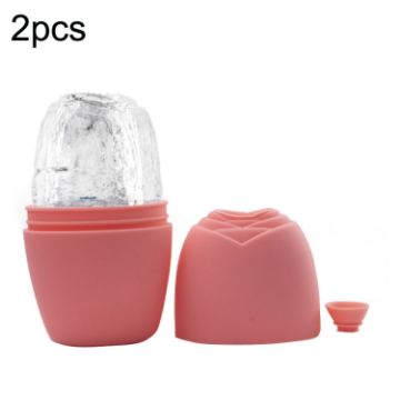 2pcs L-03-01 Face Ice Roller Massage Tray - Vitality Orange Silicone - 1
