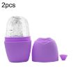 Face Ice Roller Massage Tray - 2pcs L-03-01 Silicone (Charm Purple) - 1