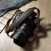 Cowhide Leather Camera Strap - Deep Coffee, Outdoor Photography Neck Strap - 2