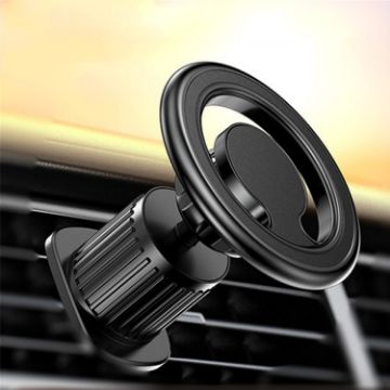 D19 Car Magnetic Phone Holder Rotatable Metal Bracket, Air Outlet Black - 1