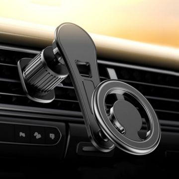 D19 Car Magnetic Phone Holder Rotatable Metal Bracket, Extended Black - 1