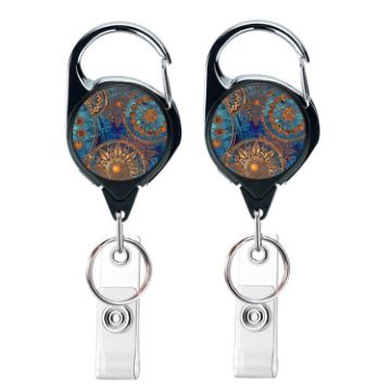 Vintage Compass Map Badge Holder - 2pcs Retractable 65cm Reel (Mandala) - 1