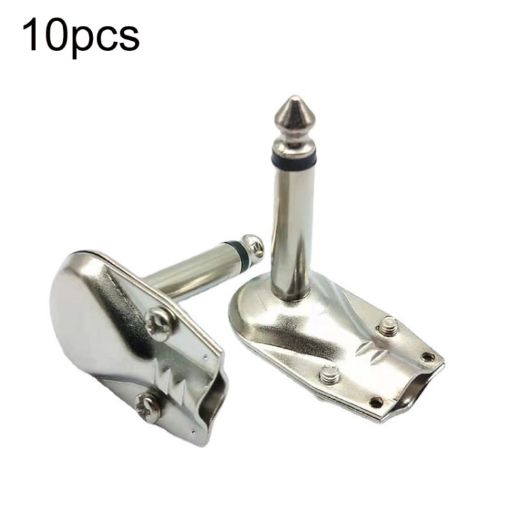 10pcs 6.35mm Right Angle Mono Guitar Plug Audio Amplifier Connector - 1