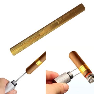 Gold Serrated Cigar Needle Dredger with Drilled Smoke Vent - Lightweight - 1