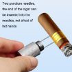 Gold Serrated Cigar Needle Dredger with Drilled Smoke Vent - Lightweight - 7