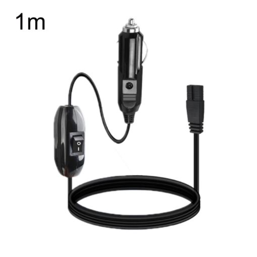 12V/24V Car Refrigerator Cable with Switch, 1m Cigarette Lighter Plug - 1