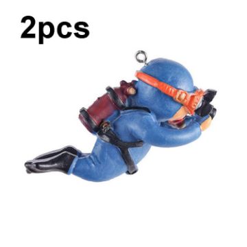 Fish Tank Diver Ornaments - 2pcs Aquarium Decorations (With Camera Blue) - 1