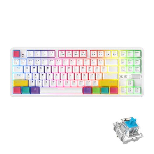 Ajazz K870T 87-Key Hot Swap Bluetooth/Wired RGB Mechanical Keyboard White - 1