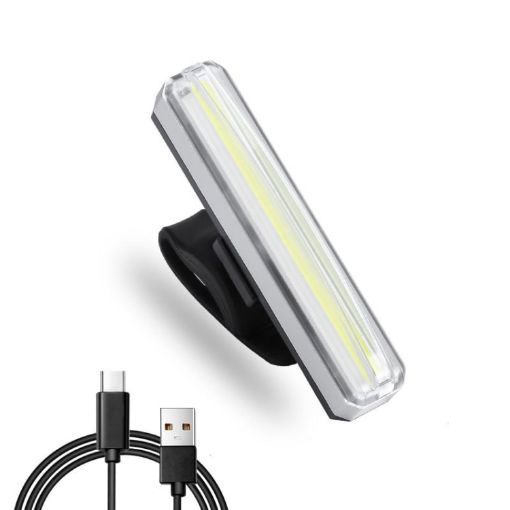 USB Rechargeable Waterproof Bicycle Tail Light - Night Riding Warning (White) - 1