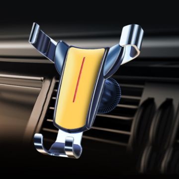 Golden Air Outlet Triangular Gravity Sensor Car Phone Holder Clip - 1