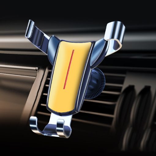 Golden Air Outlet Triangular Gravity Sensor Car Phone Holder Clip - 1