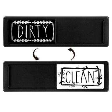 Double-Sided Dishwasher Magnet Clean Dirty Sign, Black & White - 1