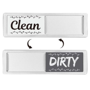 Clean Dirty Dishwasher Magnet Sign - Double-Sided Silver Lace Design - 1