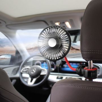 Car Rear Seat USB Fan - F508 Air Speed Adjustable Hose (Black Red) - 1