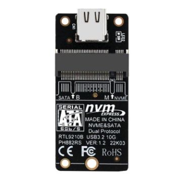 M.2 NVME Hard Disk Box RTL9210B Chip USB-C USB3.1 Gen2 10Gbps Black - 1