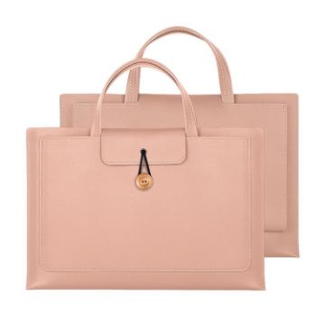 Rose Pink 13.3/14" Elastic Button Waterproof PU Laptop Handbag - 1