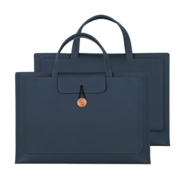 Navy Waterproof PU Laptop Handbag - 13.3/14 Inch Elastic Button - 1