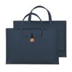 Navy 15.4/16" Elastic Button Waterproof PU Laptop Handbag - 1