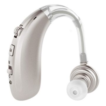 Silver USB Charging Earhook Hearing Aid Sound Amplifier Noise Reduction - 1