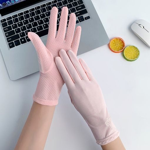 Free Code Pink Ice Silk Thin Gloves - Anti-UV Summer Sunscreen - 1