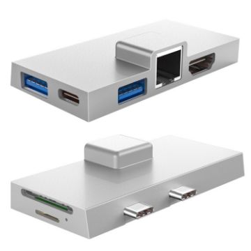 Surface Pro 8/9/X Dual Type-C 7-in-1 Docking Station Expansion Hub - 1