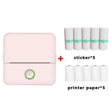 X6 200DPI Inkless Bluetooth Student Printer - Pink with Paper & Stickers - 1