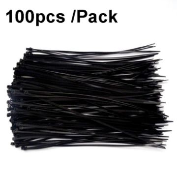 100pcs 8x300mm Black Nylon Self-Locking Cable Ties 7.6mm Wide - 1
