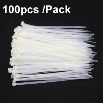 100pcs 8x350mm Self-Locking Nylon Cable Ties 7.6mm Wide (White) - 1