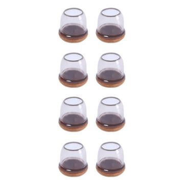 8pcs 0.75" Round Table Chair Leg Covers for Tiles/Wood Floors (Clear) - 1