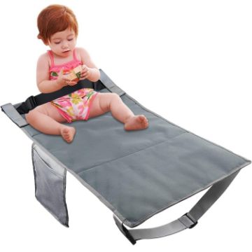 Kids Airplane Seat Extender 79x44cm Portable Travel Cushion Gray - 1