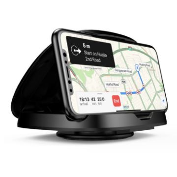 360 Rotating Suction Cup Car Dashboard Phone Holder - Black - 1