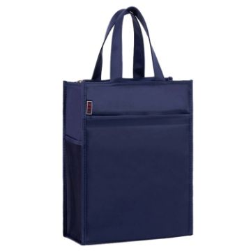 BeiDuoMei A4 Waterproof File Bag, 3-Layer Zipper Folder, Dark Blue - 1