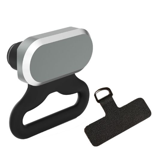 Type-C 2 In 1 Charging Port Dust Plug & Lanyard Set - Gray - 1