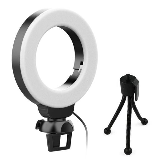 YRing48 4" 48LED Laptop Camera Ring Light with Tripod for Video Calls - 1