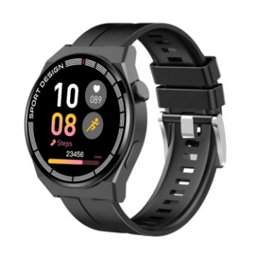 GT3Pro 1.28" Health Monitoring Smart Watch with NFC - Black Silicone - 1