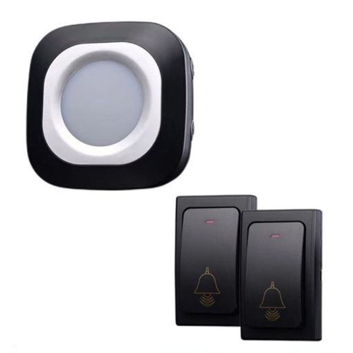Wireless Home Doorbell, Self-Generated, No Batteries, 2 For 1 Black (EU Plug) - 1