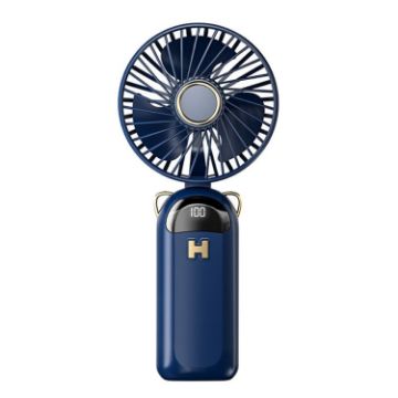 Foldable USB Charging Handheld Fan - Mute Hanging Neck Outdoor (Blue) - 1
