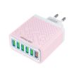 6-Port USB Travel Charger Power Adapter, Quick Charge, Pink EU Plug - 1
