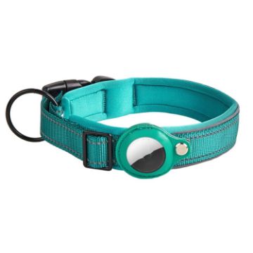 AirTag Tracker Dog Collar, Neoprene Lining, Reflective, Size L, Royal Blue - 1