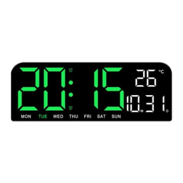 Green LED Screen Digital Display Alarm Clock - Desktop & Wall Decor - 1