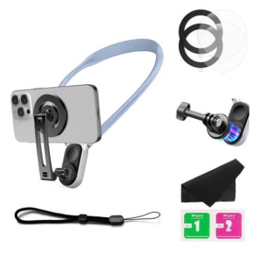 Glacier Blue Magnetic Hanging Neck Holder for Phones/Action Cameras - 1
