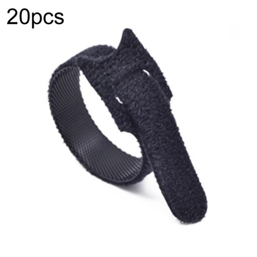 20pcs Nylon Tying Strap for Data Cable Storage, 10x100mm Black - 1