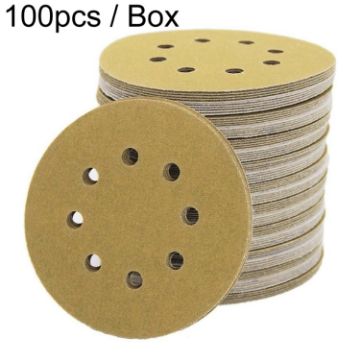100pcs 5" 8-Hole Round Sanding Discs P400 Grit Sandpaper Sheets 125mm - 1