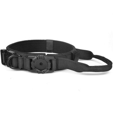 AirTag Locator Nylon Adjustable Collar, Size L, Black - Anti-Breakaway - 1